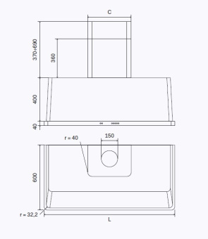 Вытяжка на 150см ILVE AM-150/BL синий