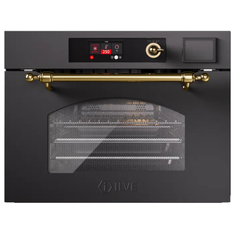 Компактный духовой шкаф Ultracombi 3 в 1 ILVE 645SNHSW/MGG матовый графит (фурн. латунь)